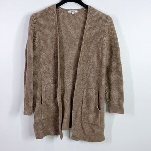 Madewell waffle stitch merino wool brown open cardigan size small